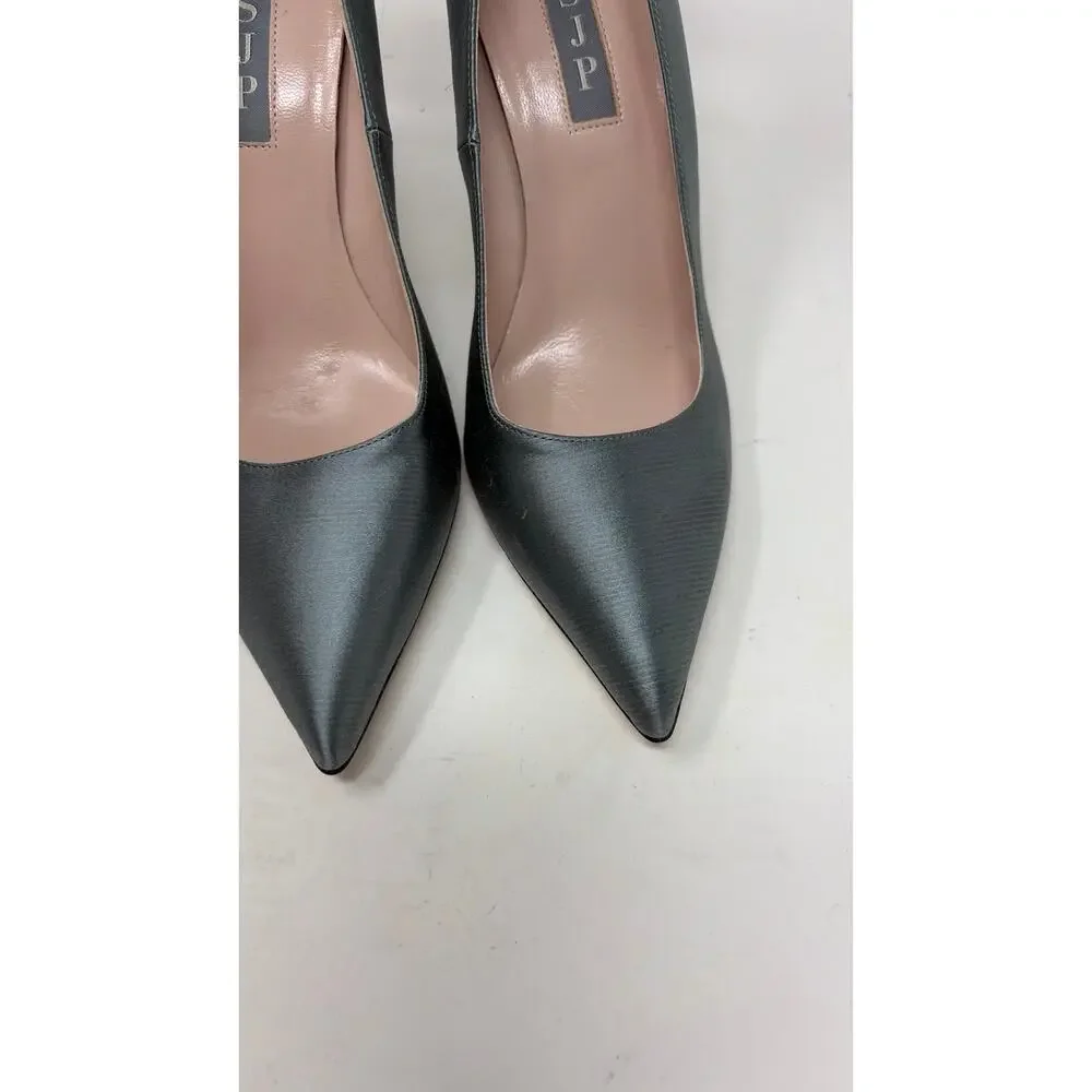 New SJP Lucille grey satin bow classic pumps 37.5 7.5